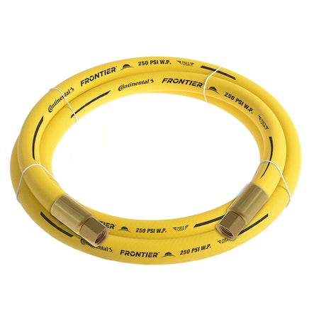 Continental 1/2" x 5' Yellow EPDM Rubber Air Hose, 300 PSI, 1/2" FNPSM x FNPSM HZY05030-05-41